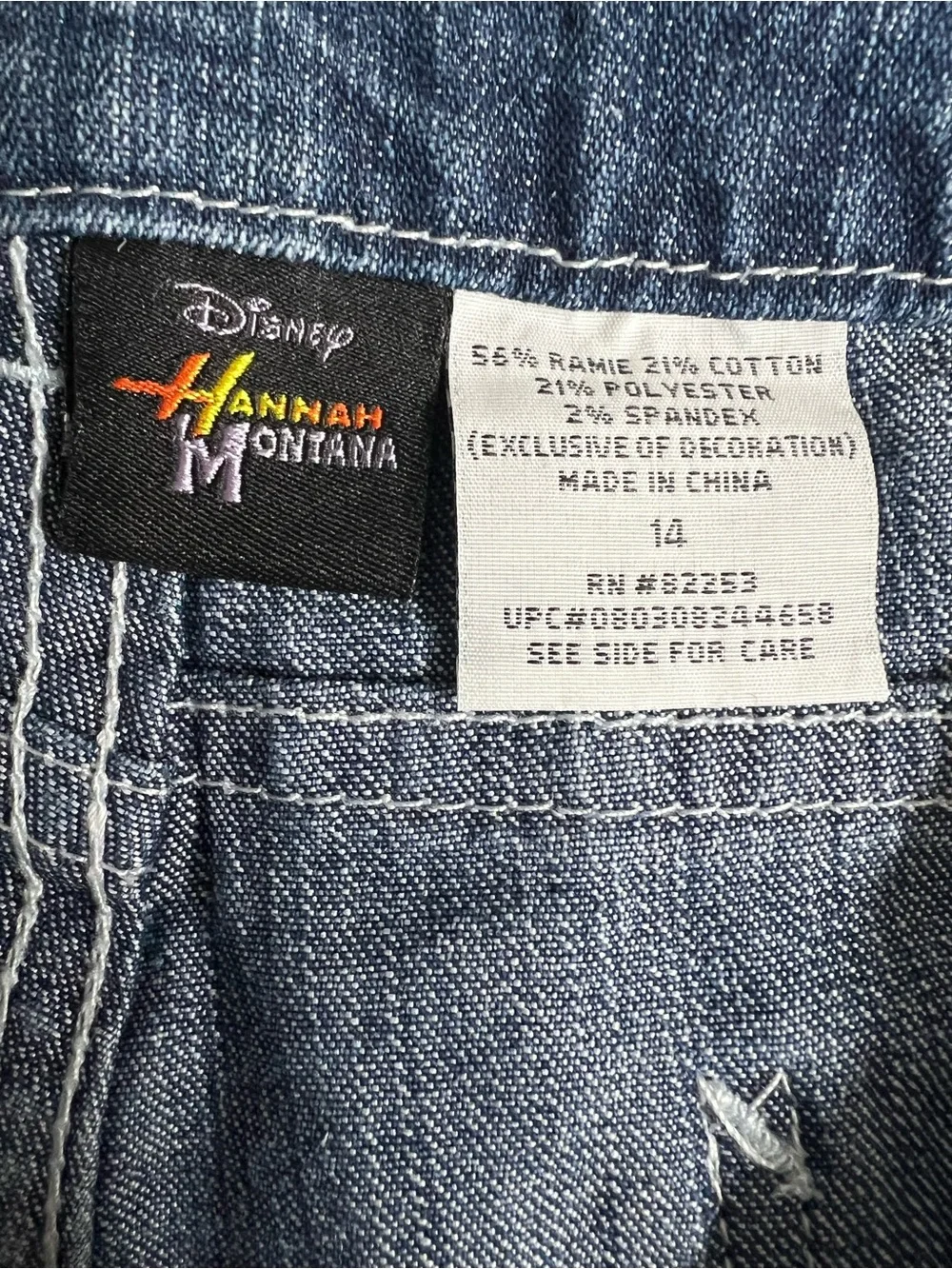 Disney Hannah Montana Denim Capri Jeans Girls Size 14 Y2K Embroidered
